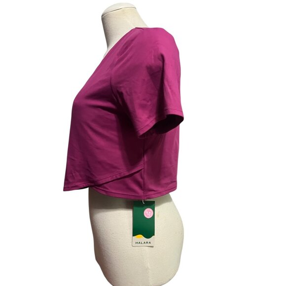 Halara Short Sleeve One Shoulder Crop Top Sz XL Purple Built in Bra - Picture 10 of 13